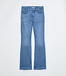 Split Unpicked Hem Mid Rise Boot Jeans in Bright Medium Stone Wash carousel Product Image 4