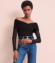 Mesh Ruched Off The Shoulder Top carousel Product Image 4