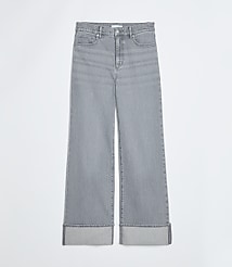 Cuffed High Rise Wide Leg Jeans in Grey carousel Product Image 4