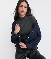 Heathered Ribbed Mock Neck Sweater carousel Product Image 2