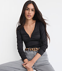 Ruched Deep V-Neck Top carousel Product Image 1
