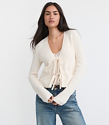 Ribbed Tie Front Cardigan carousel Product Image 1