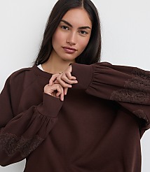 Lace Trim Sleeve Sweatshirt carousel Product Image 1