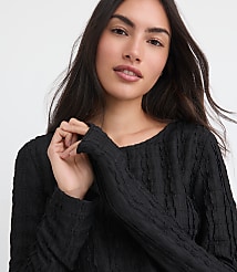 Textured Long Sleeve Crew Neck Tee carousel Product Image 1
