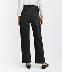 Petite Fresh Cut High Rise Straight Jeans in Washed Black carousel Product Image 3