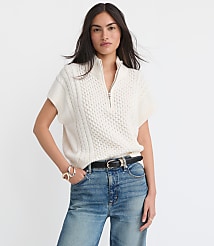 Petite Cable Half Zip Wedge Sweater carousel Product Image 1