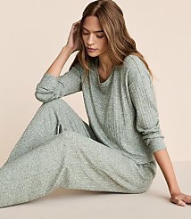 Lou & Grey Heathered Cozy Ribbed Pajama Set carousel Product Image 2