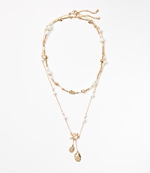 Pearlized Molded Layered Toggle Necklace Set carousel Product Image 1