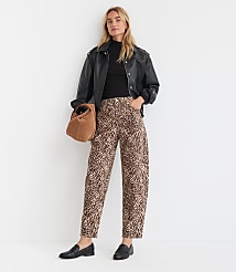 Petite High Rise Barrel Jeans in Leopard Print carousel Product Image 1