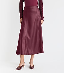 Faux Leather Paneled Midi Skirt carousel Product Image 2