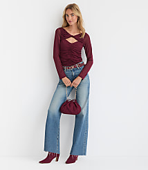 Twist Neck Ruched Top carousel Product Image 3