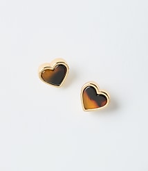 Tortoiseshell Print Mini Heart Stud Earrings carousel Product Image 1