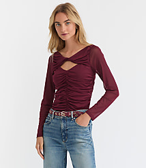Twist Neck Ruched Top carousel Product Image 1
