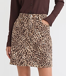 Leopard Print Denim Mini Skirt carousel Product Image 2