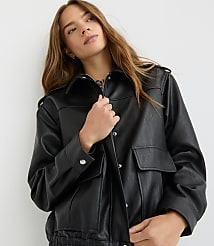 Petite Pebbled Faux Leather Jacket carousel Product Image 2