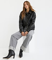 Petite Pebbled Faux Leather Jacket carousel Product Image 4