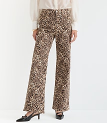 Petite Curvy High Rise Wide Leg Jeans in Leopard Print carousel Product Image 1