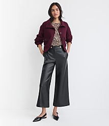 Wide Leg Culottes in Faux Leather carousel Product Image 1