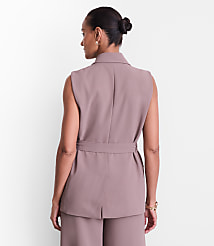 LOFT Versa Crepe Drape Belted Blazer Vest carousel Product Image 3