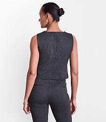 LOFT Versa Ponte Pocket Vest in Pinstripe carousel Product Image 3