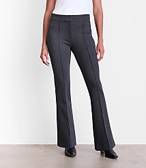 LOFT Versa Pintucked Ponte Flare Pants in Pinstripe carousel Product Image 2