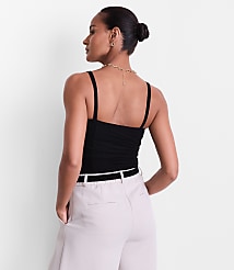 LOFT Versa Shirred Mesh Bodysuit carousel Product Image 3