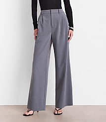 Curvy LOFT Versa Seasonless Stretch Double Pleat Wide Leg Pants in Heather carousel Product Image 1