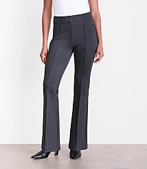 Curvy LOFT Versa Pintucked Ponte Flare Pants in Pinstripe carousel Product Image 1