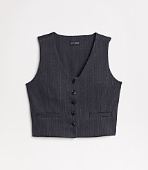 Petite LOFT Versa Ponte Pocket Vest in Pinstripe carousel Product Image 5