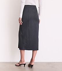 Petite LOFT Versa Ponte Column Skirt in Pinstripe carousel Product Image 3