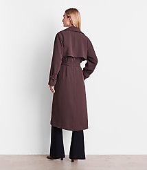 Petite LOFT Versa Crepe Drape Oversized Trench Coat carousel Product Image 5