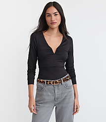 Ruched Deep V-Neck Top carousel Product Image 2