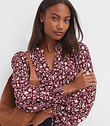 Petite Floral Ruffle Tie Cuff Top carousel Product Image 1