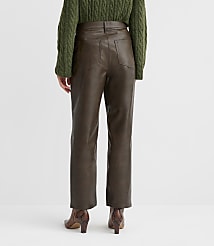 Five Pocket Straight Pants in Faux Leather carousel Product Image 4