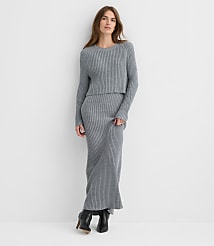 Ribbed Maxi Sweater Dress Set carousel Product Image 3