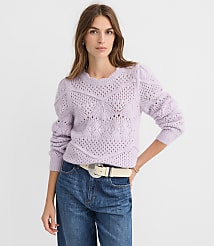 Scalloped Pointelle Puff Sleeve Sweater carousel Product Image 1