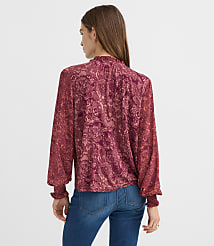 Lace Print Pintucked Ruffle Mixed Media Blouse carousel Product Image 3