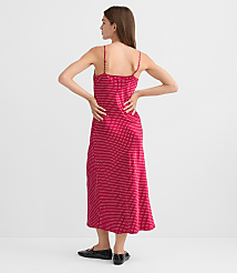 Petite Dotted Satin Strappy Bias Midi Dress carousel Product Image 3