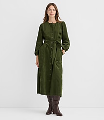 Petite Corduroy Seamed Belted Midi Pocket Dress carousel Product Image 2