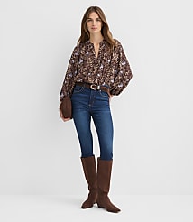 Petite Garden Blouson Sleeve Split Neck Blouse carousel Product Image 2