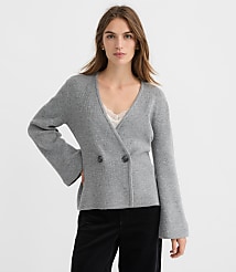 Petite Ribbed Double Button Sweater Jacket carousel Product Image 1
