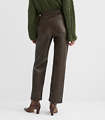 Petite Curvy Five Pocket Straight Pants in Faux Leather carousel Product Image 2