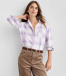 Petite Plaid Flannel Everyday Relaxed Pocket Shirt carousel Product Image 2