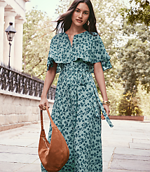 Petite Floral Cape Midi Dress carousel Product Image 1
