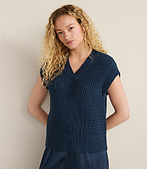 Haven Well Within Organic Cotton Linen Shaker Stitch V-Neck Sweater carousel Product Image 1