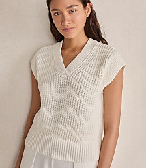Haven Well Within Organic Cotton Linen Shaker Stitch V-Neck Sweater carousel Product Image 1