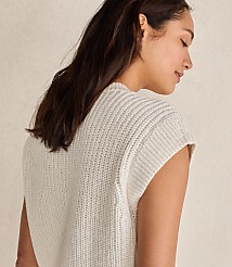 Haven Well Within Organic Cotton Linen Shaker Stitch V-Neck Sweater carousel Product Image 3