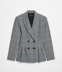 Petite LOFT Versa Plaid Seasonless Stretch Double Breasted Blazer carousel Product Image 5