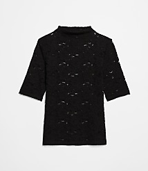 LOFT Versa Lace Elbow Sleeve Turtleneck Top carousel Product Image 2