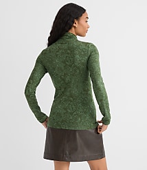 Lace Print Jersey Turtleneck Top carousel Product Image 4